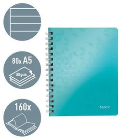 Block Leitz WOW A5, PP, Linien, eisblau